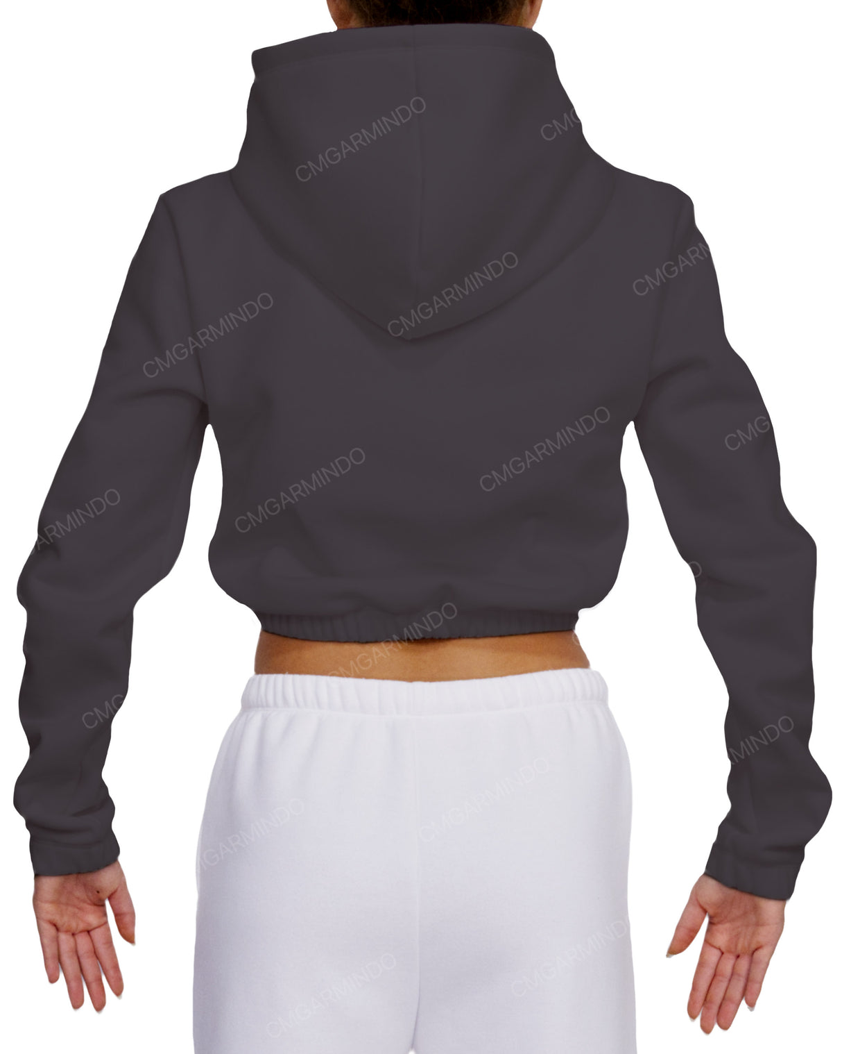 Elastic Hem Crop Hoodie