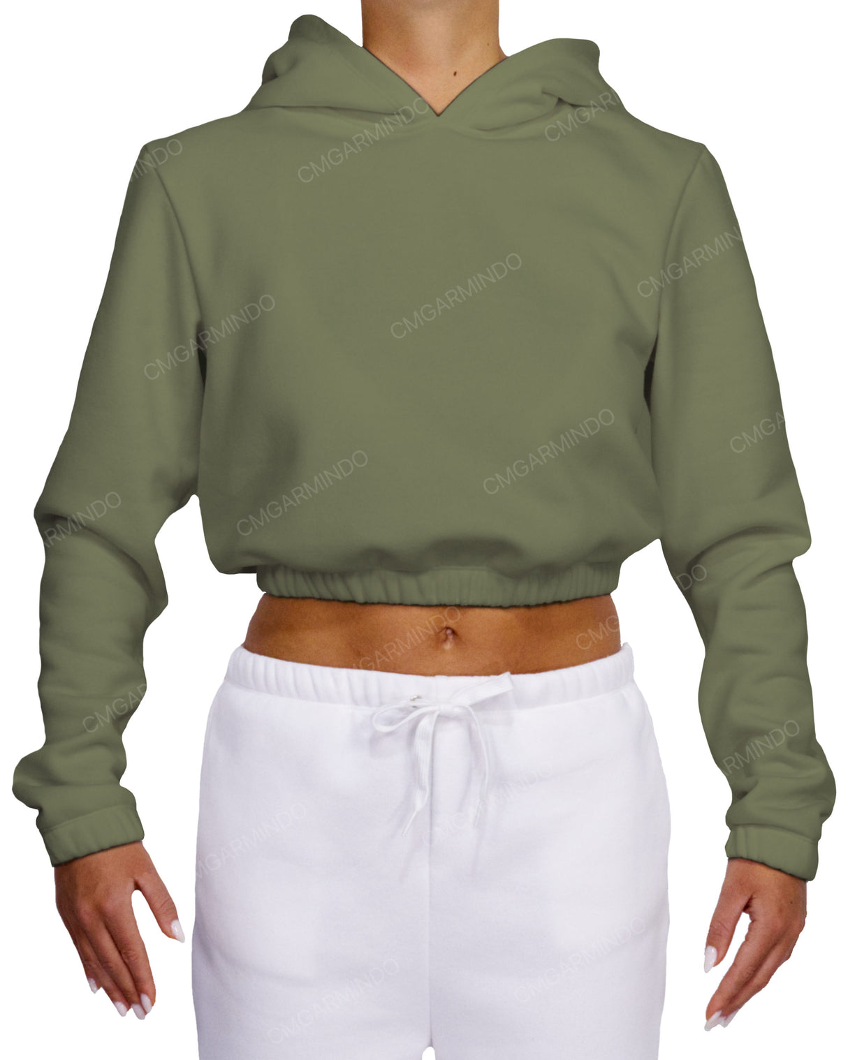 Elastic Hem Crop Hoodie