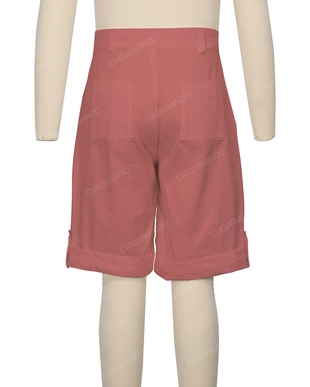 Button Cuffed Fixed Waist Shorts