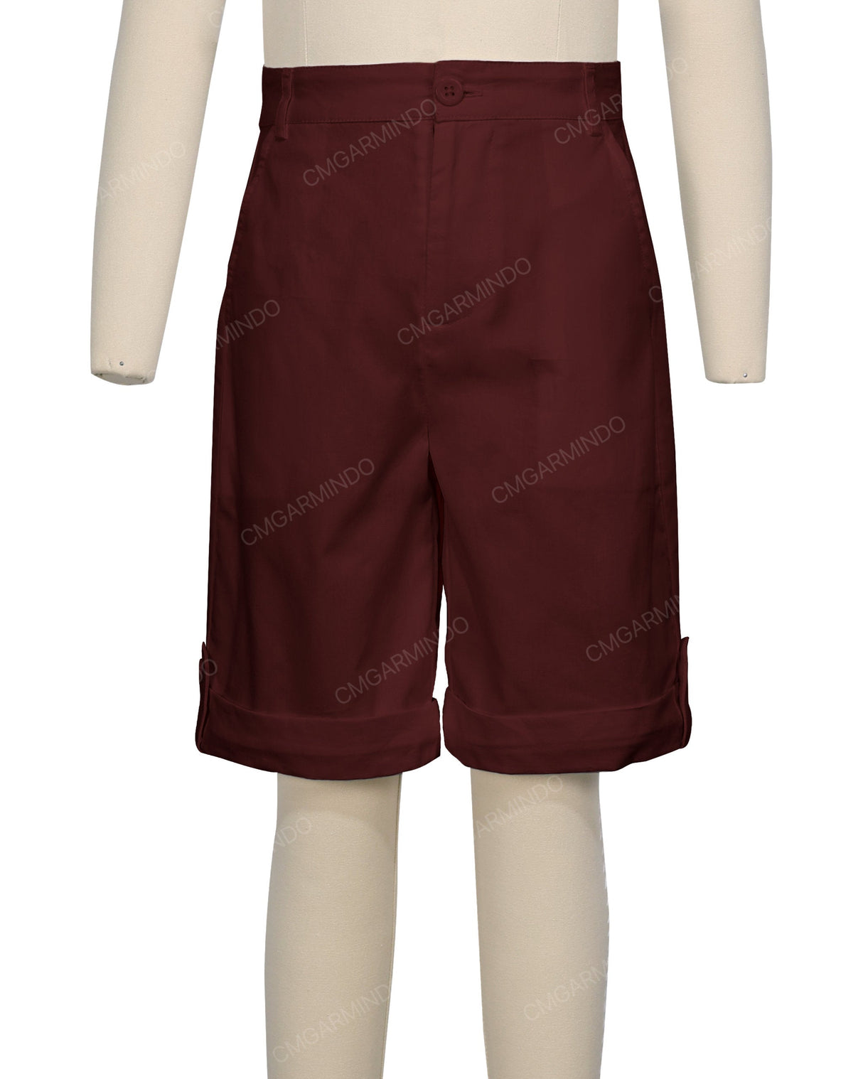 Button Cuffed Fixed Waist Shorts