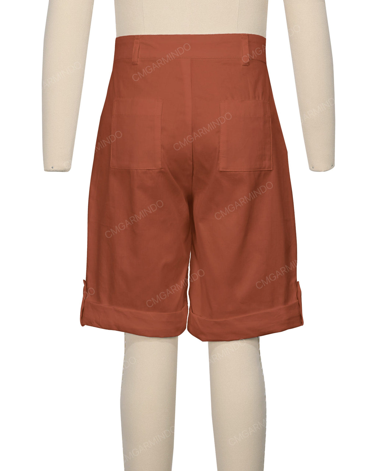 Button Cuffed Fixed Waist Shorts