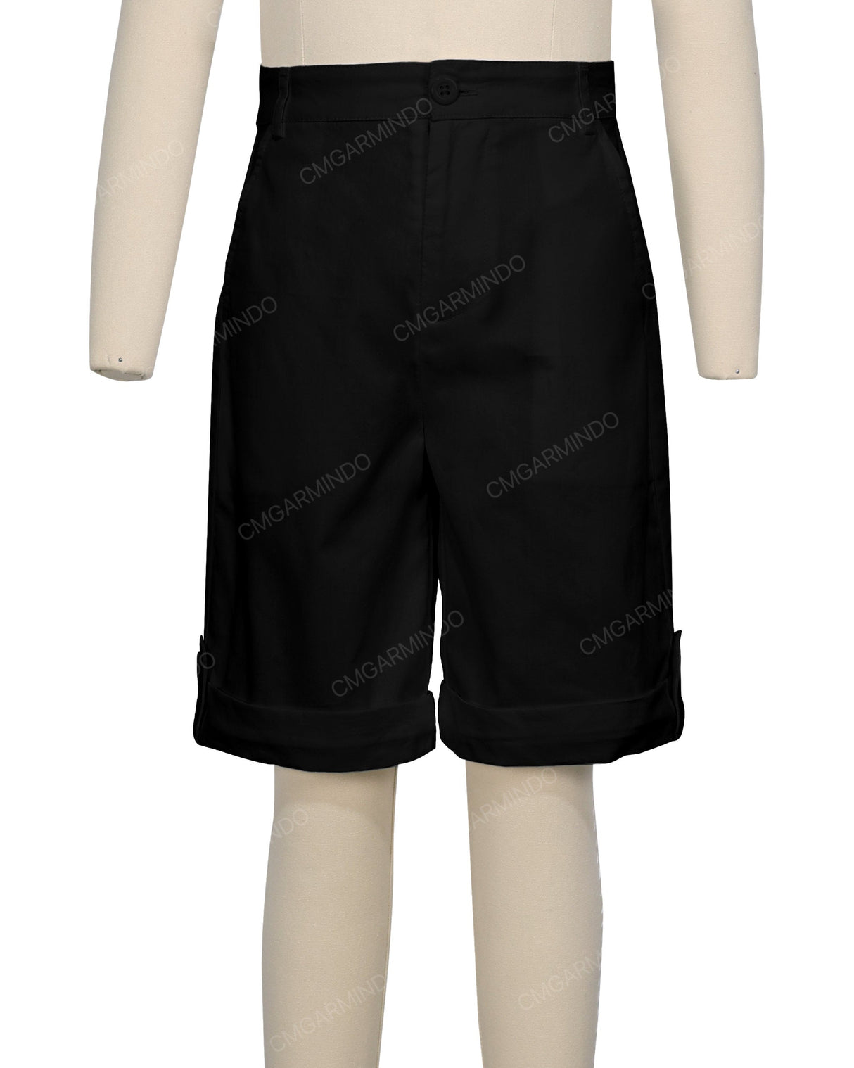 Button Cuffed Fixed Waist Shorts