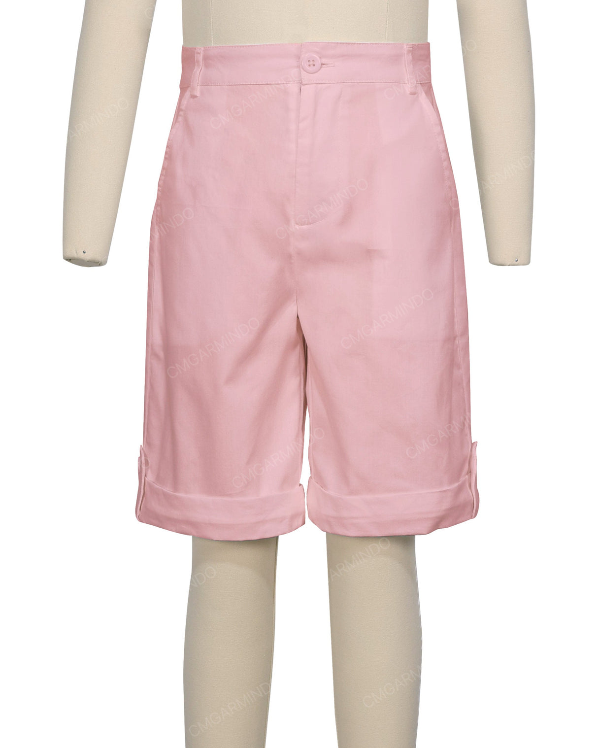 Button Cuffed Fixed Waist Shorts