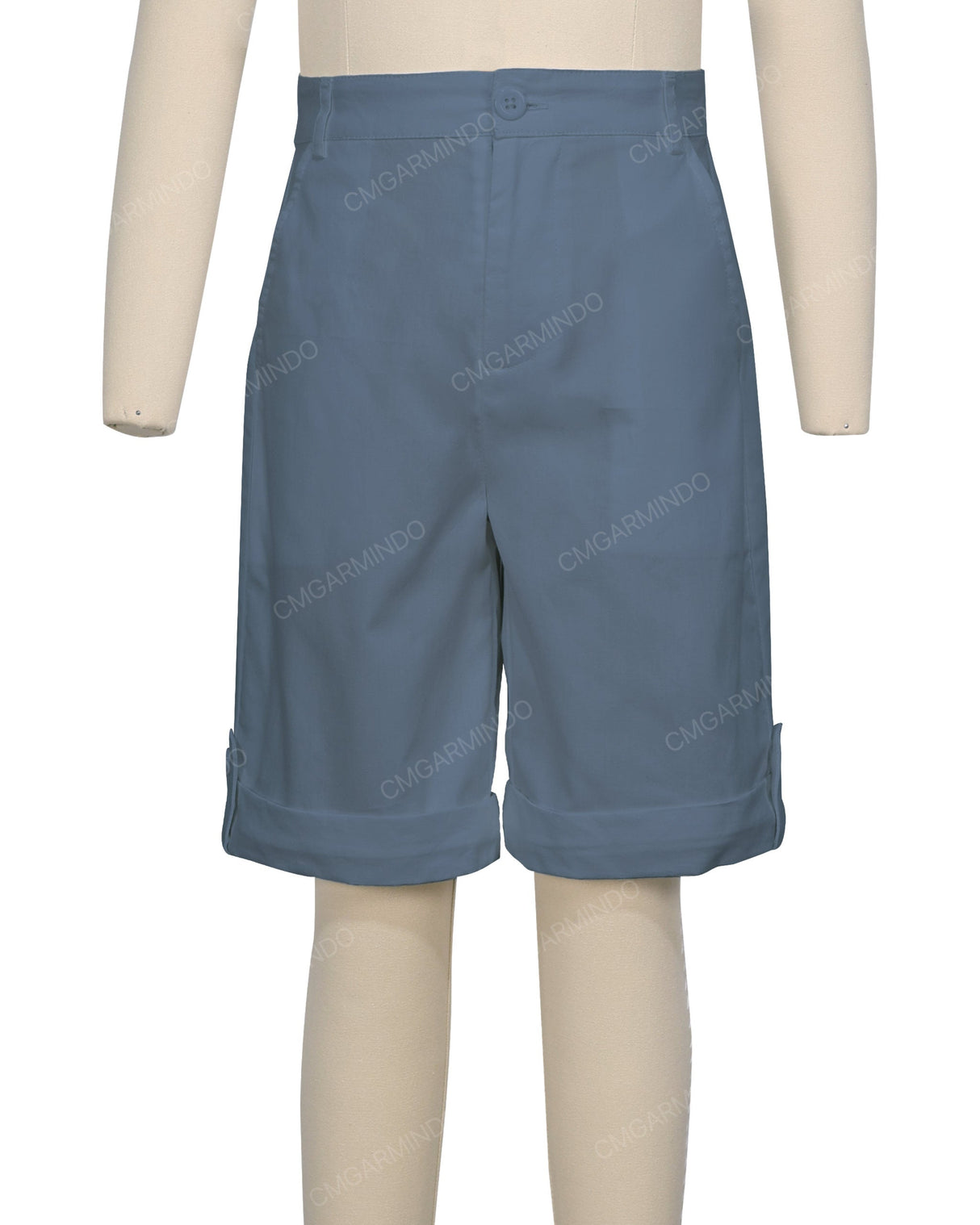 Button Cuffed Fixed Waist Shorts