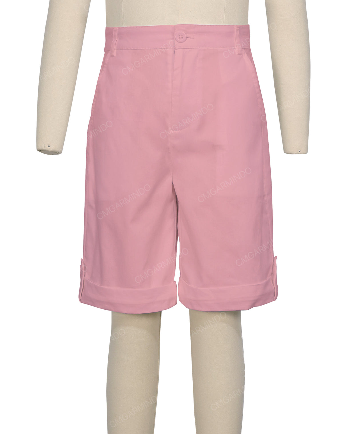 Button Cuffed Fixed Waist Shorts