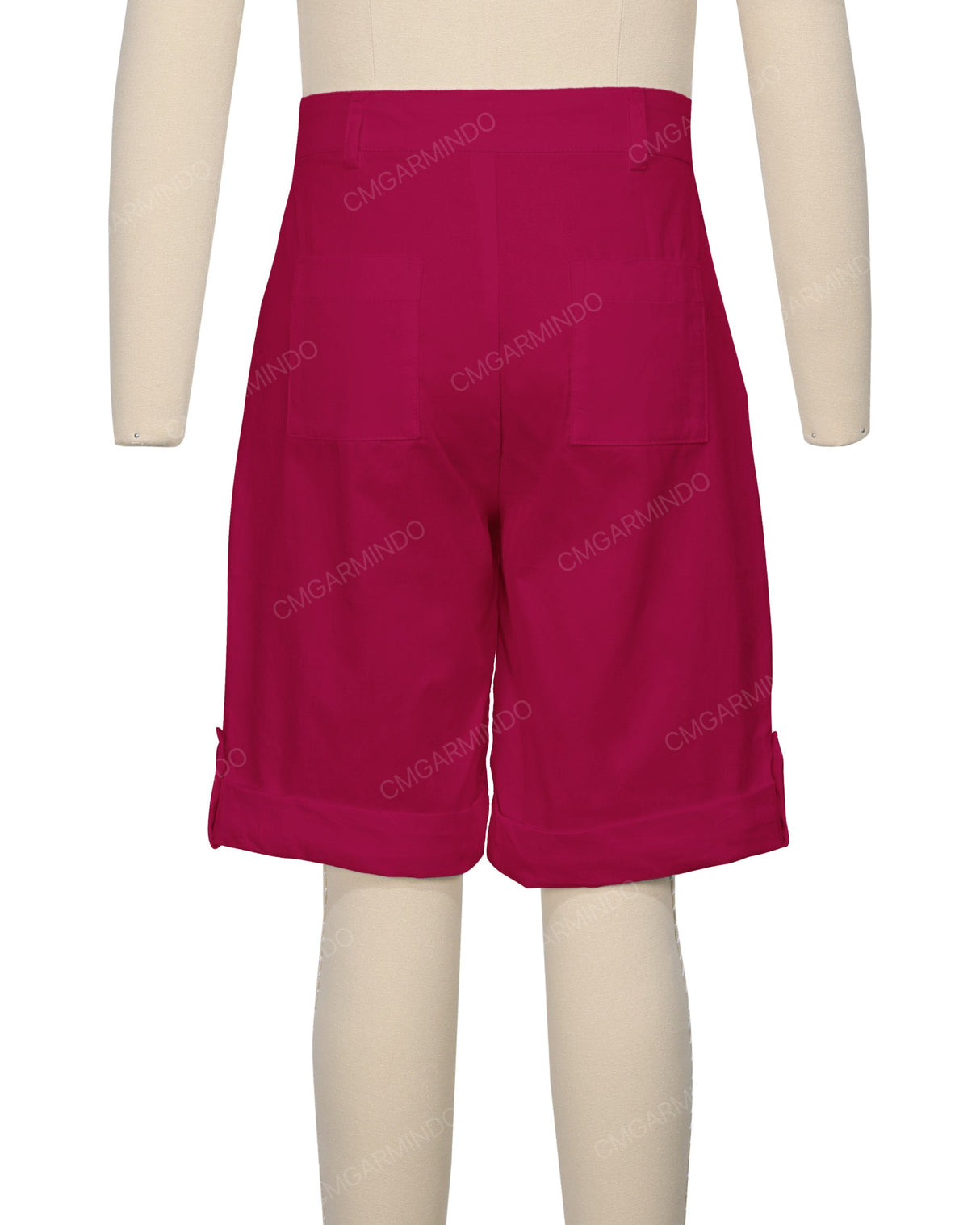 Button Cuffed Fixed Waist Shorts