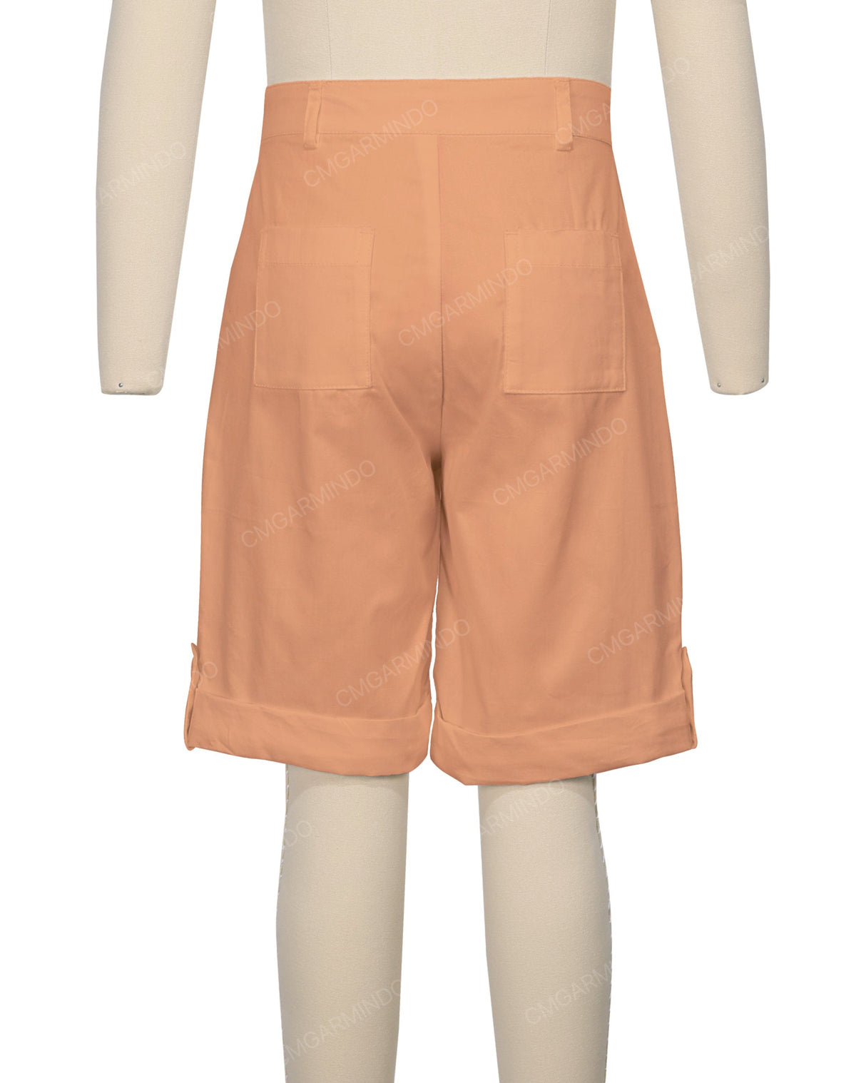 Button Cuffed Fixed Waist Shorts