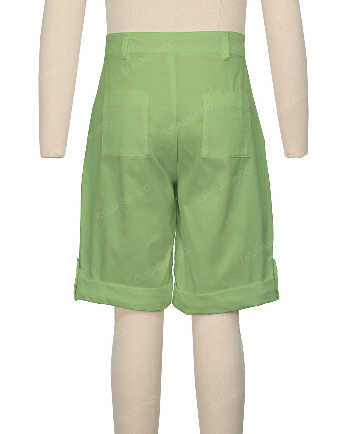 Button Cuffed Fixed Waist Shorts