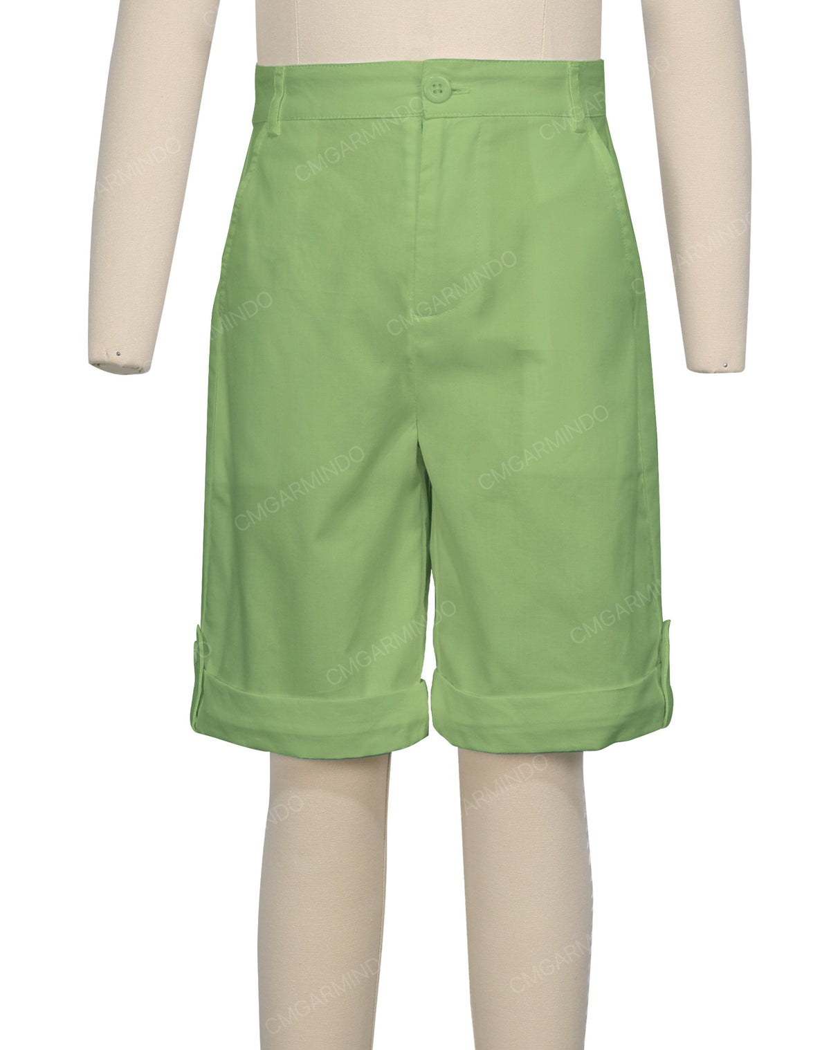 Button Cuffed Fixed Waist Shorts