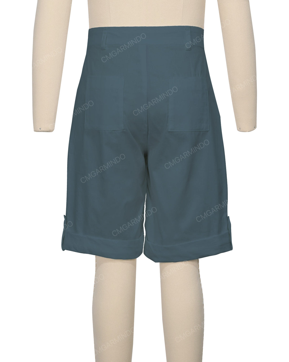 Button Cuffed Fixed Waist Shorts