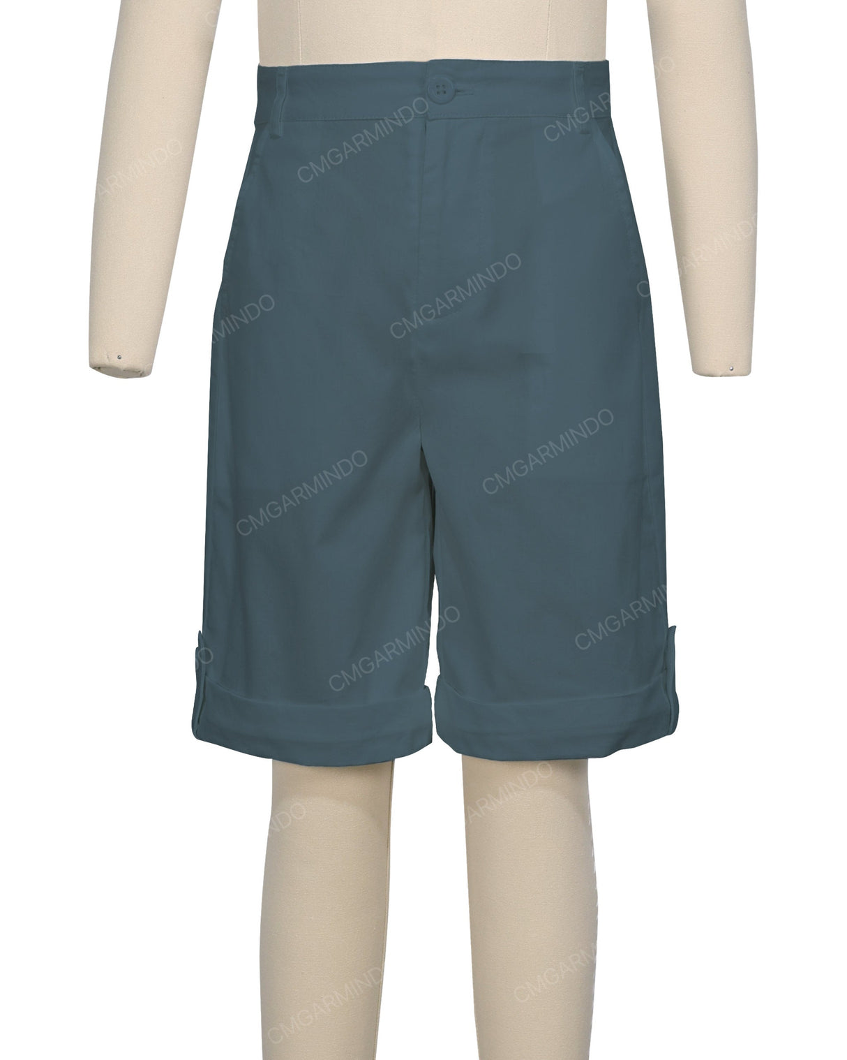 Button Cuffed Fixed Waist Shorts