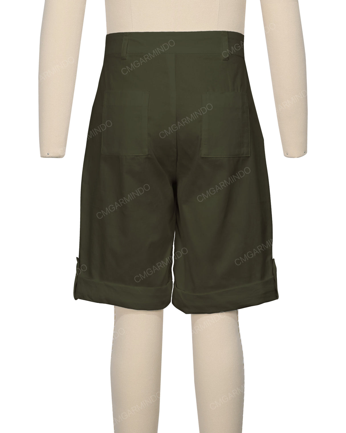 Button Cuffed Fixed Waist Shorts