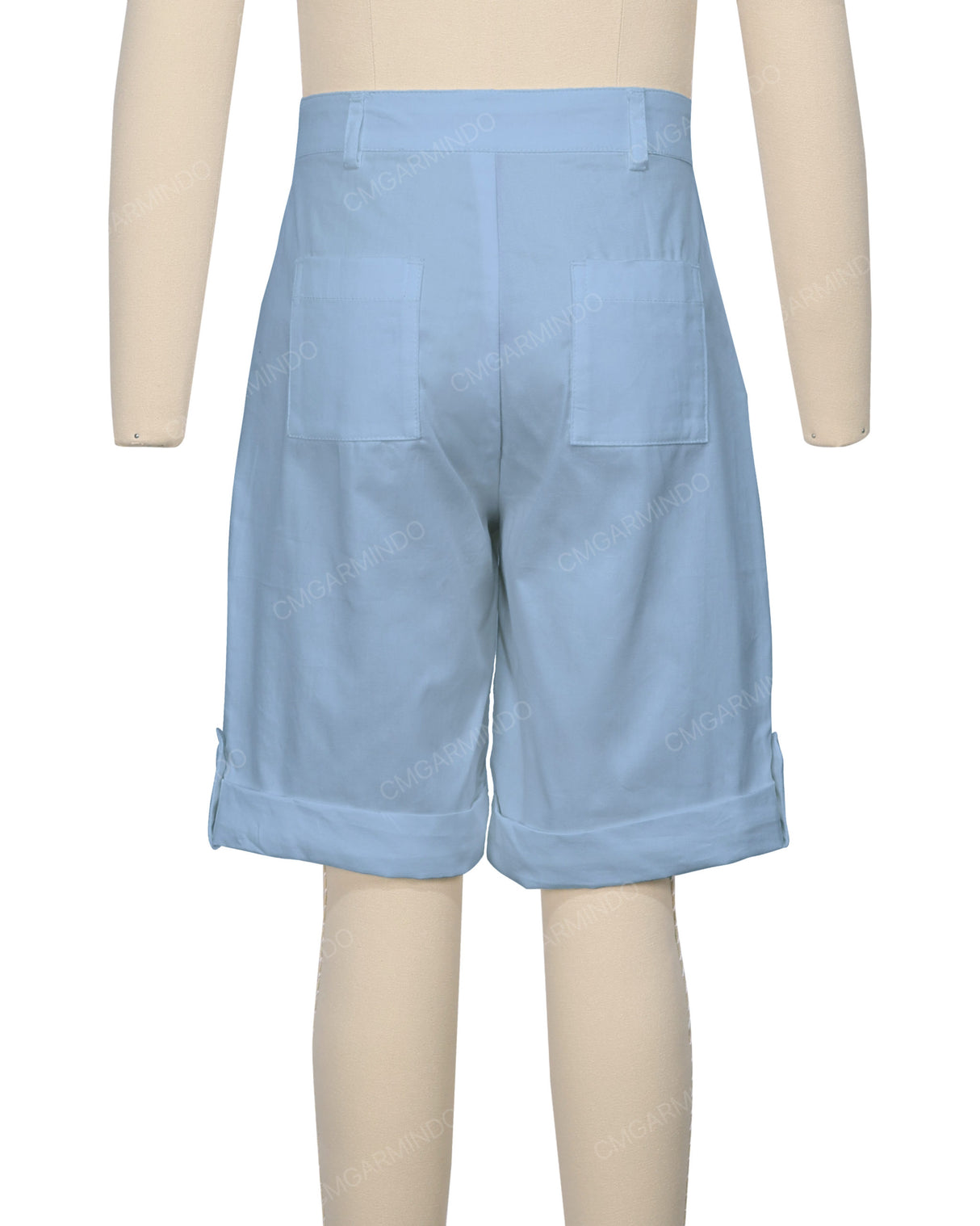 Button Cuffed Fixed Waist Shorts