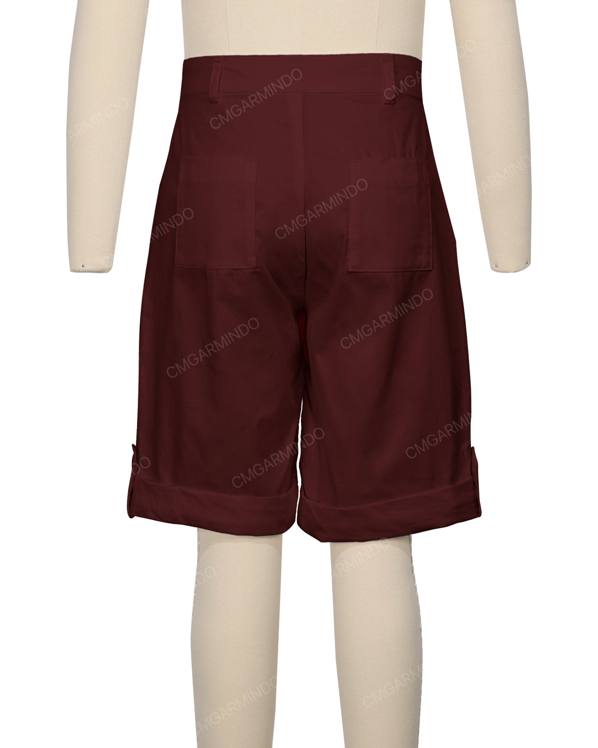 Button Cuffed Fixed Waist Shorts