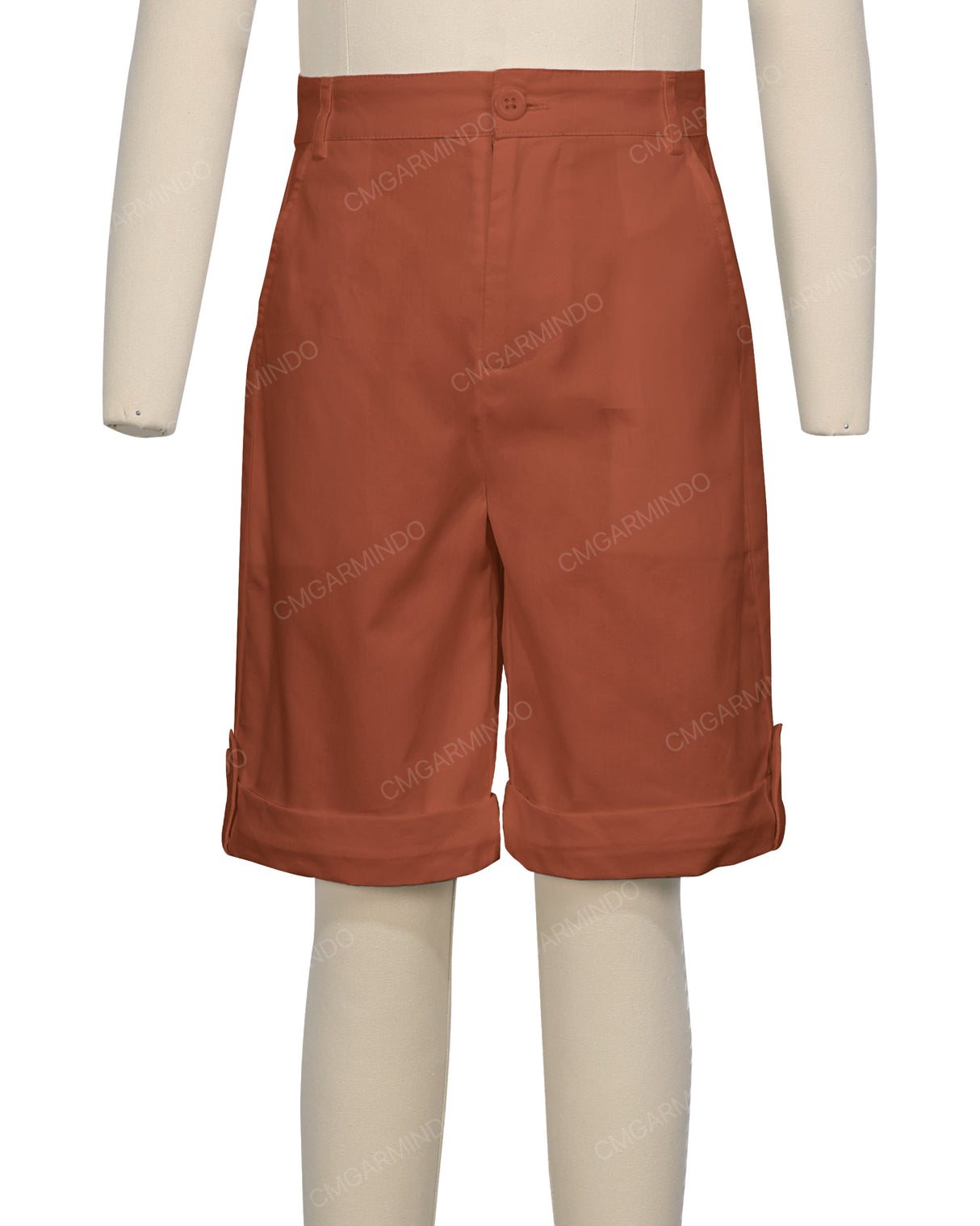 Button Cuffed Fixed Waist Shorts