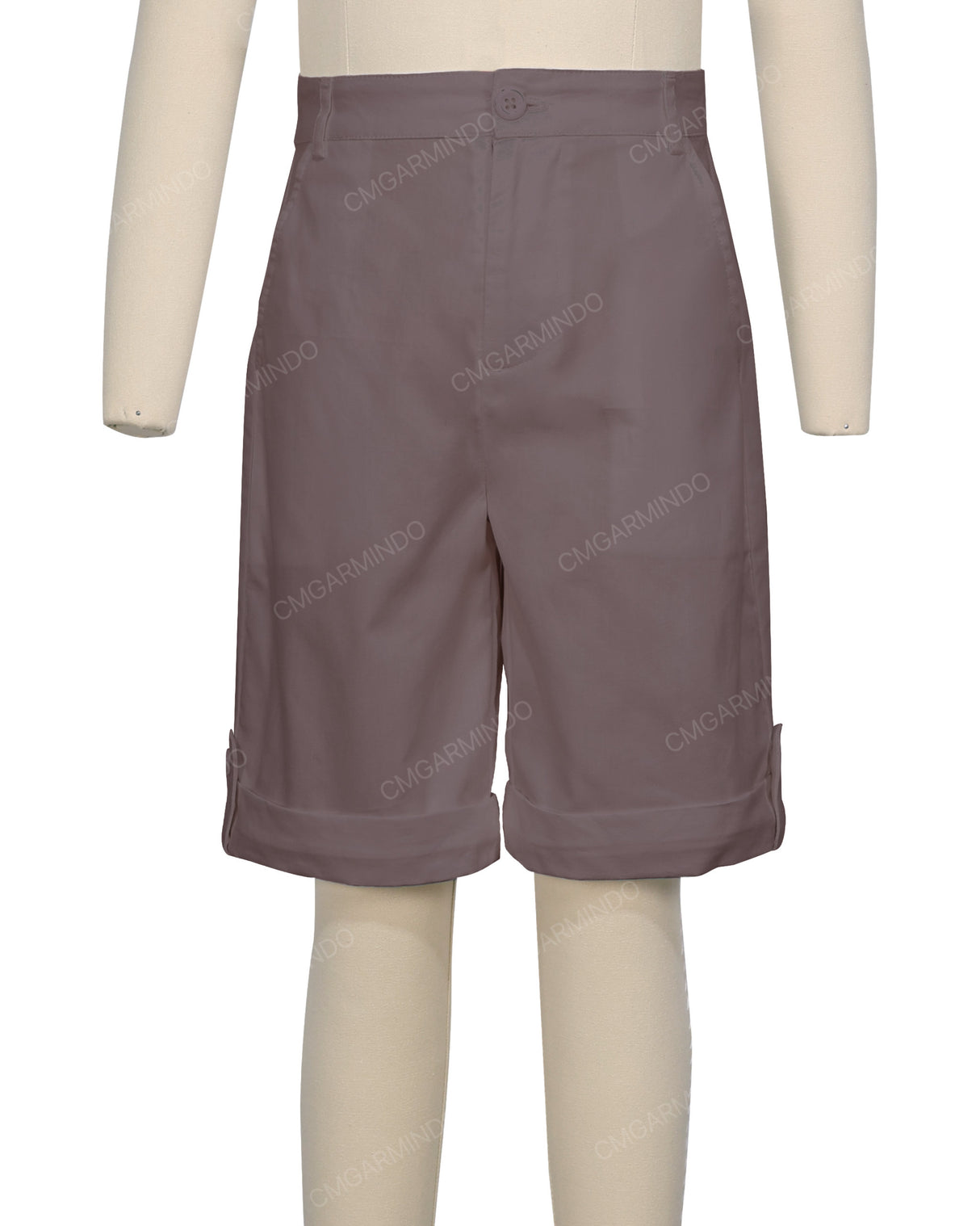Button Cuffed Fixed Waist Shorts