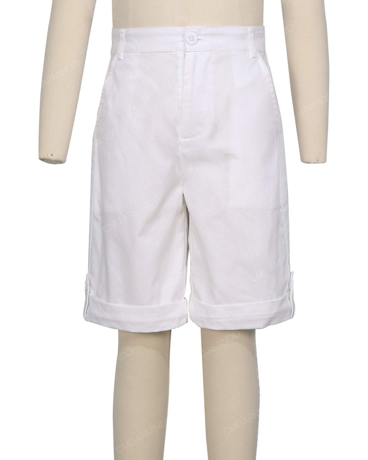 Button Cuffed Fixed Waist Shorts