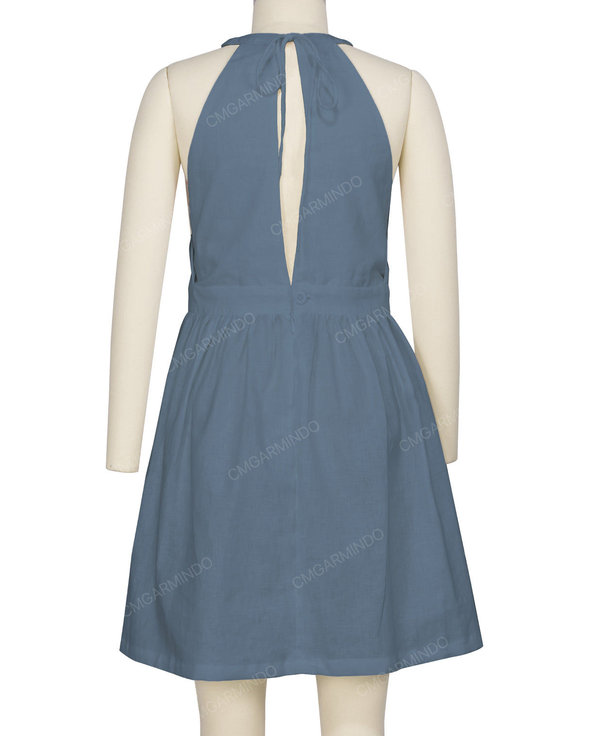Ruffle Neck Halter Tie Dress