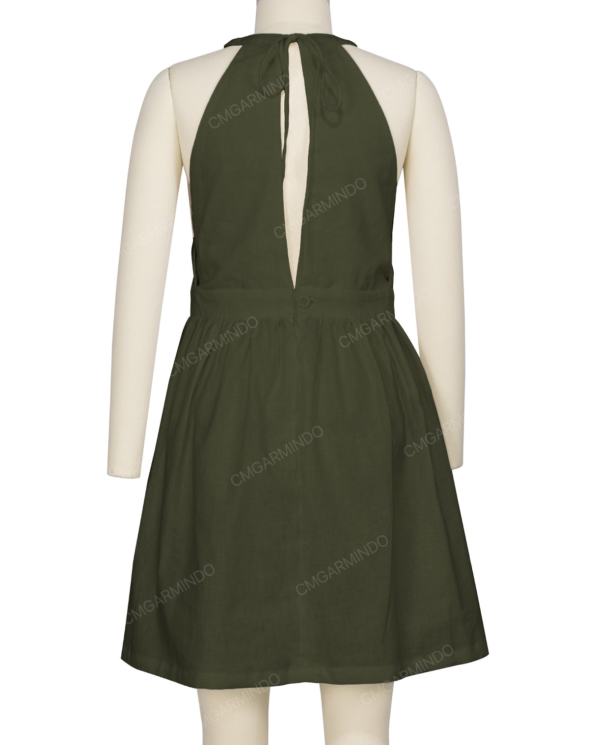 Ruffle Neck Halter Tie Dress