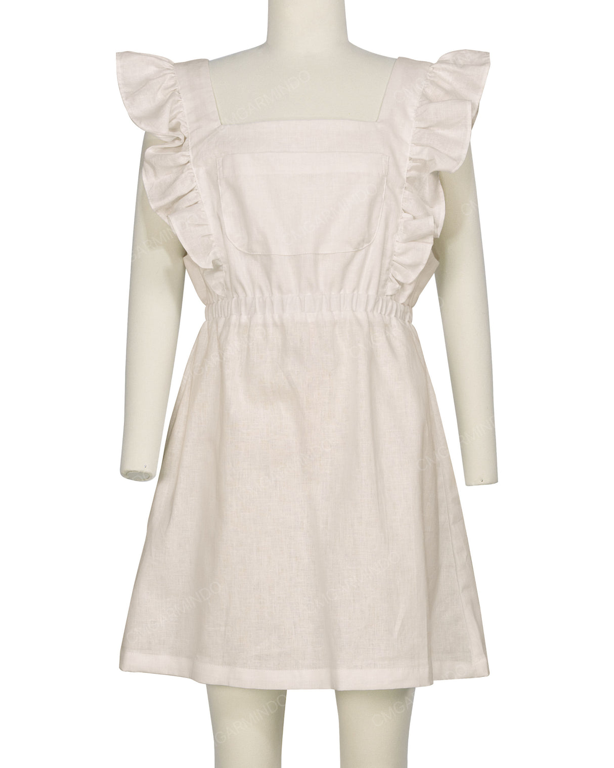 Sleeveless Side Frill Overalls Dress
