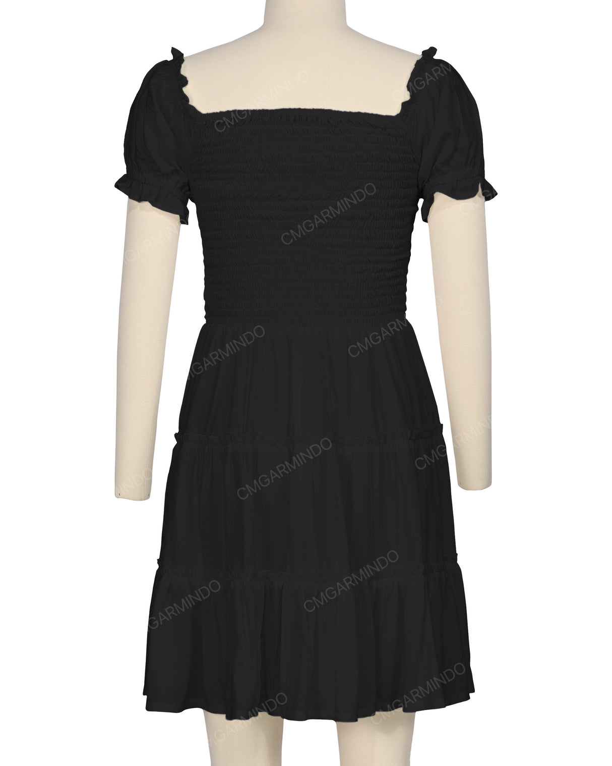 Puff Sleeve Shirred Dress