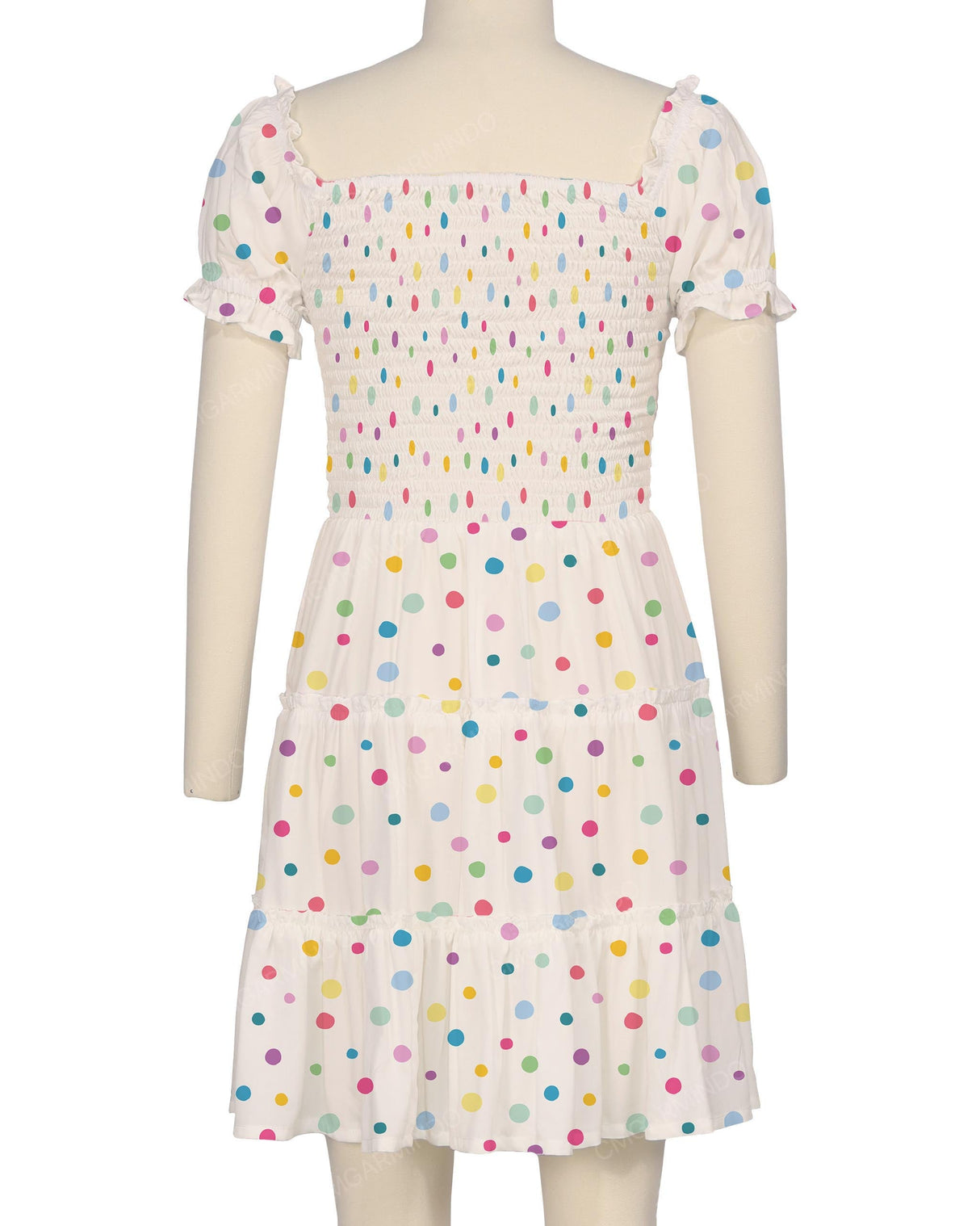 Puff Sleeve Shirred Dress