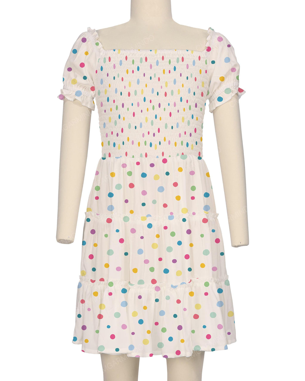 Puff Sleeve Shirred Dress