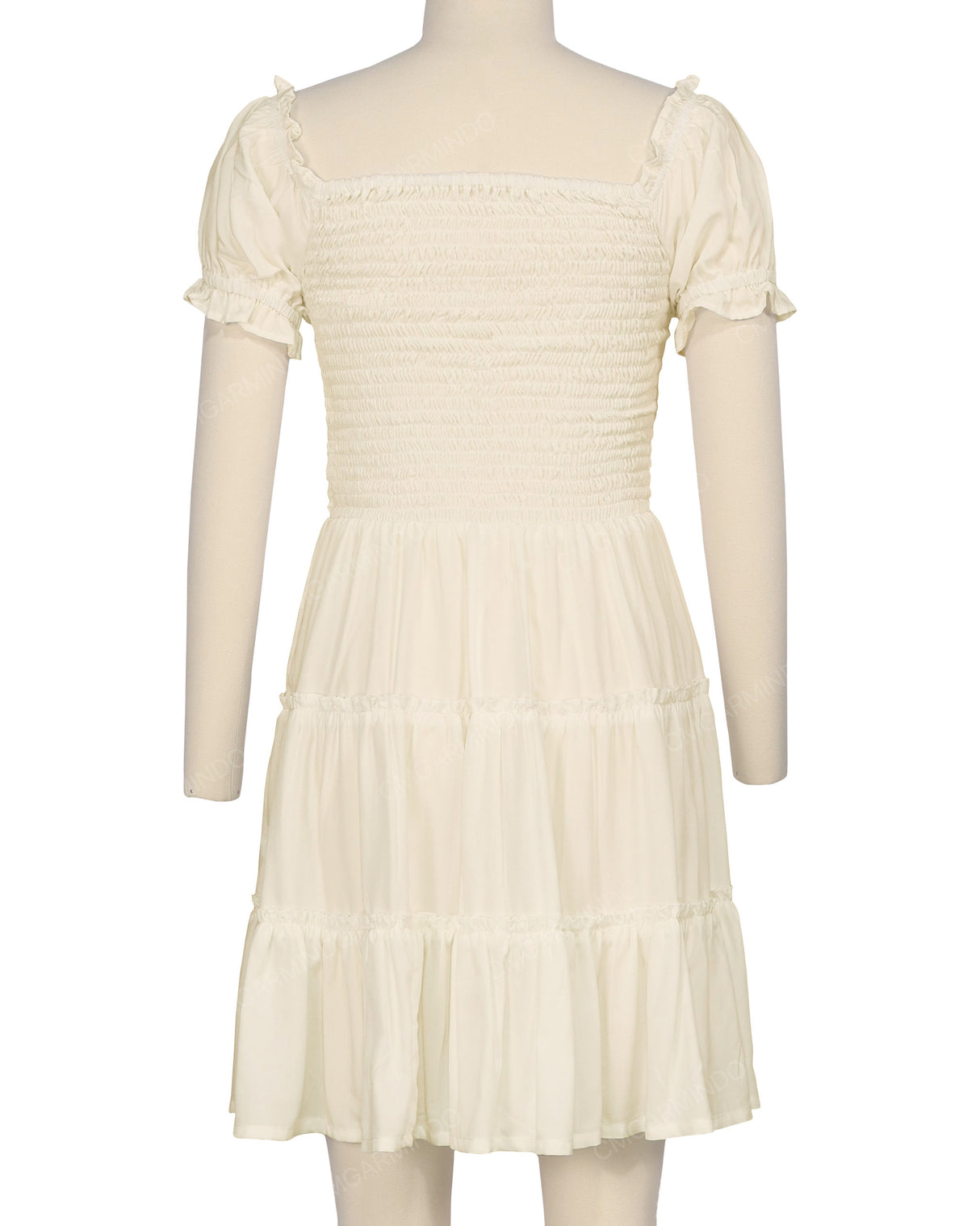 Puff Sleeve Shirred Dress