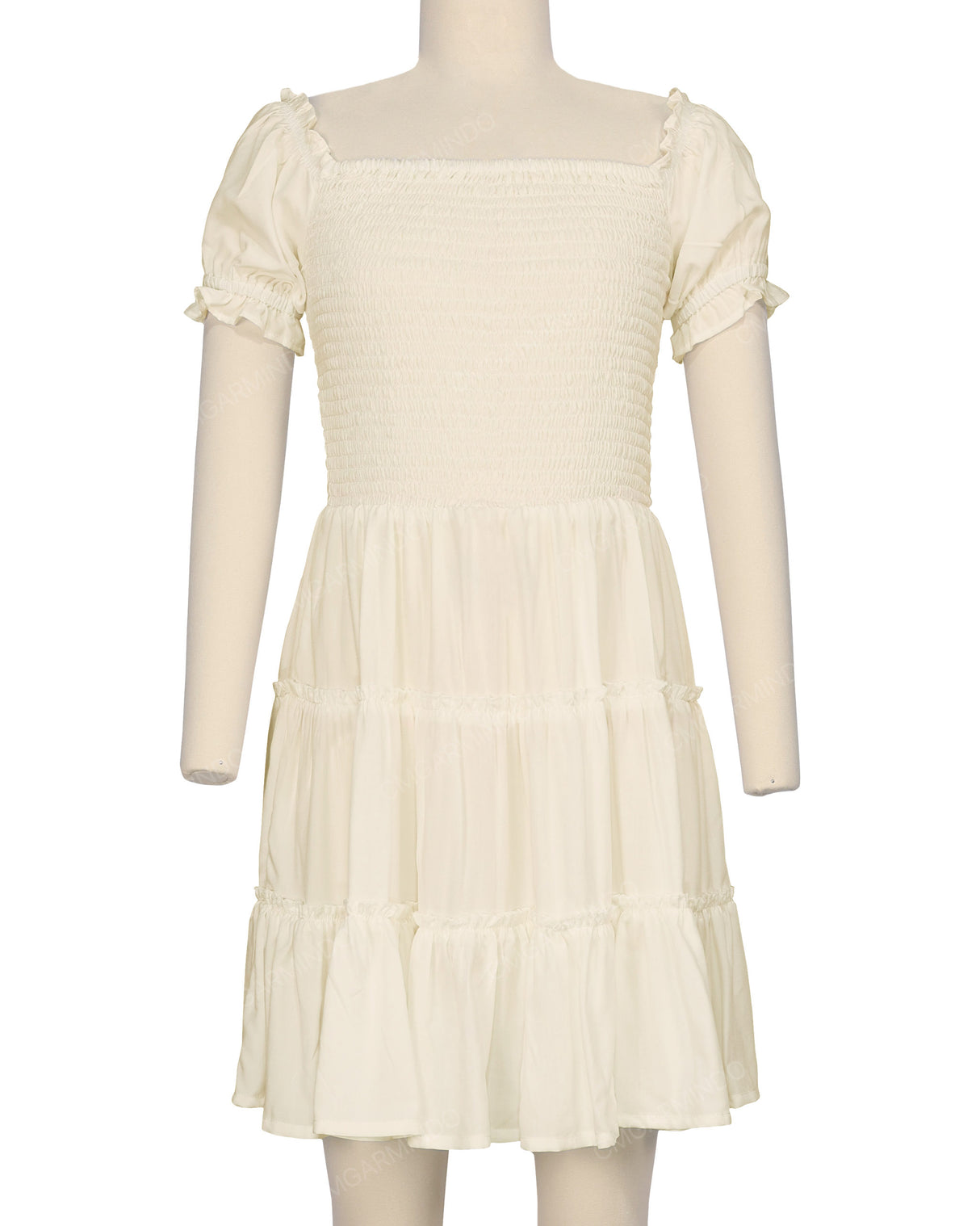 Puff Sleeve Shirred Dress