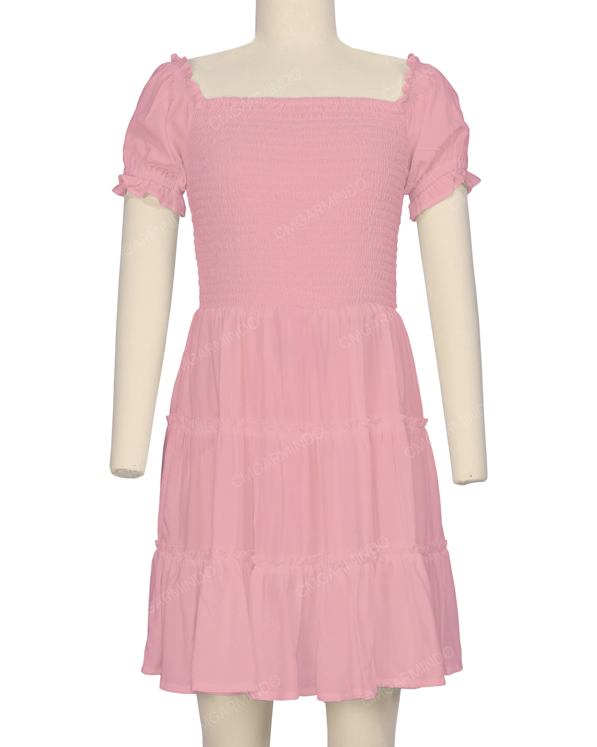 Puff Sleeve Shirred Dress