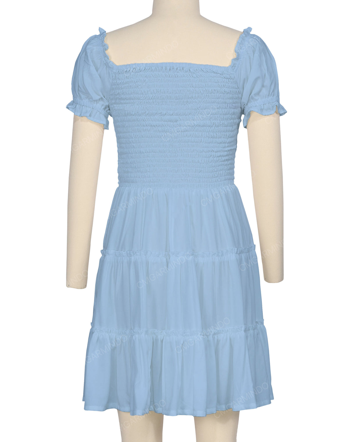 Puff Sleeve Shirred Dress