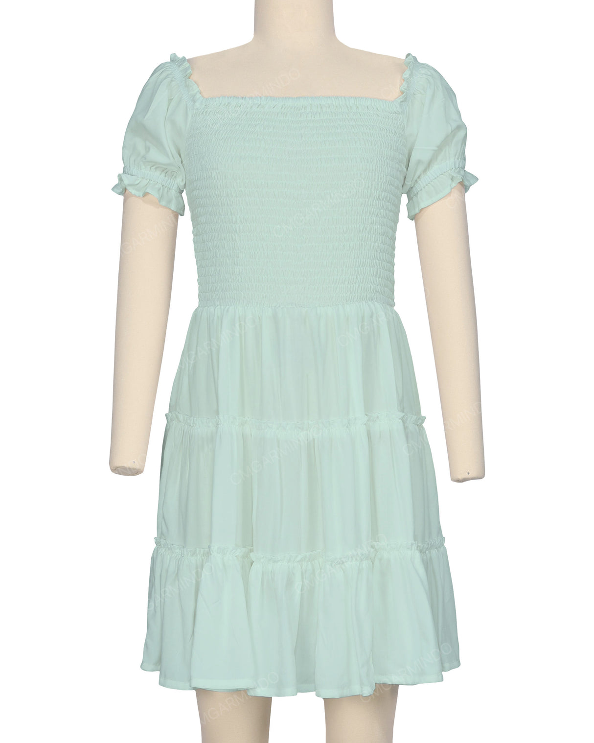 Puff Sleeve Shirred Dress