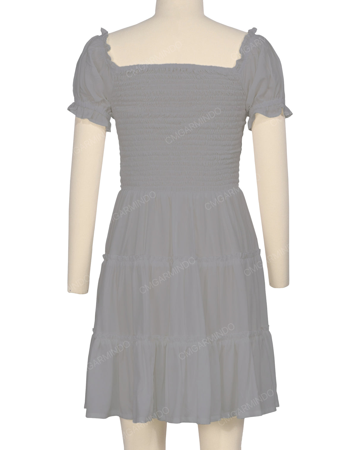 Puff Sleeve Shirred Dress