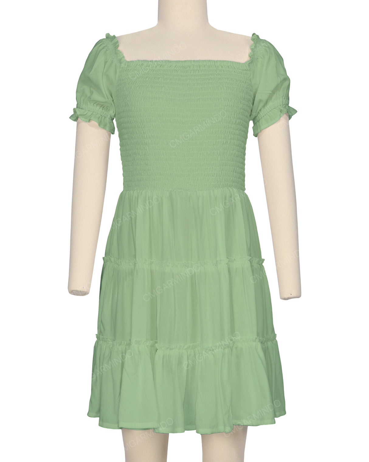 Puff Sleeve Shirred Dress