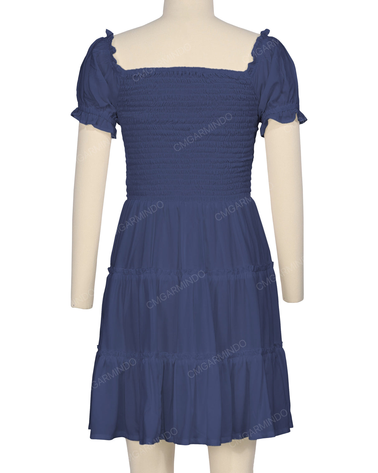 Puff Sleeve Shirred Dress
