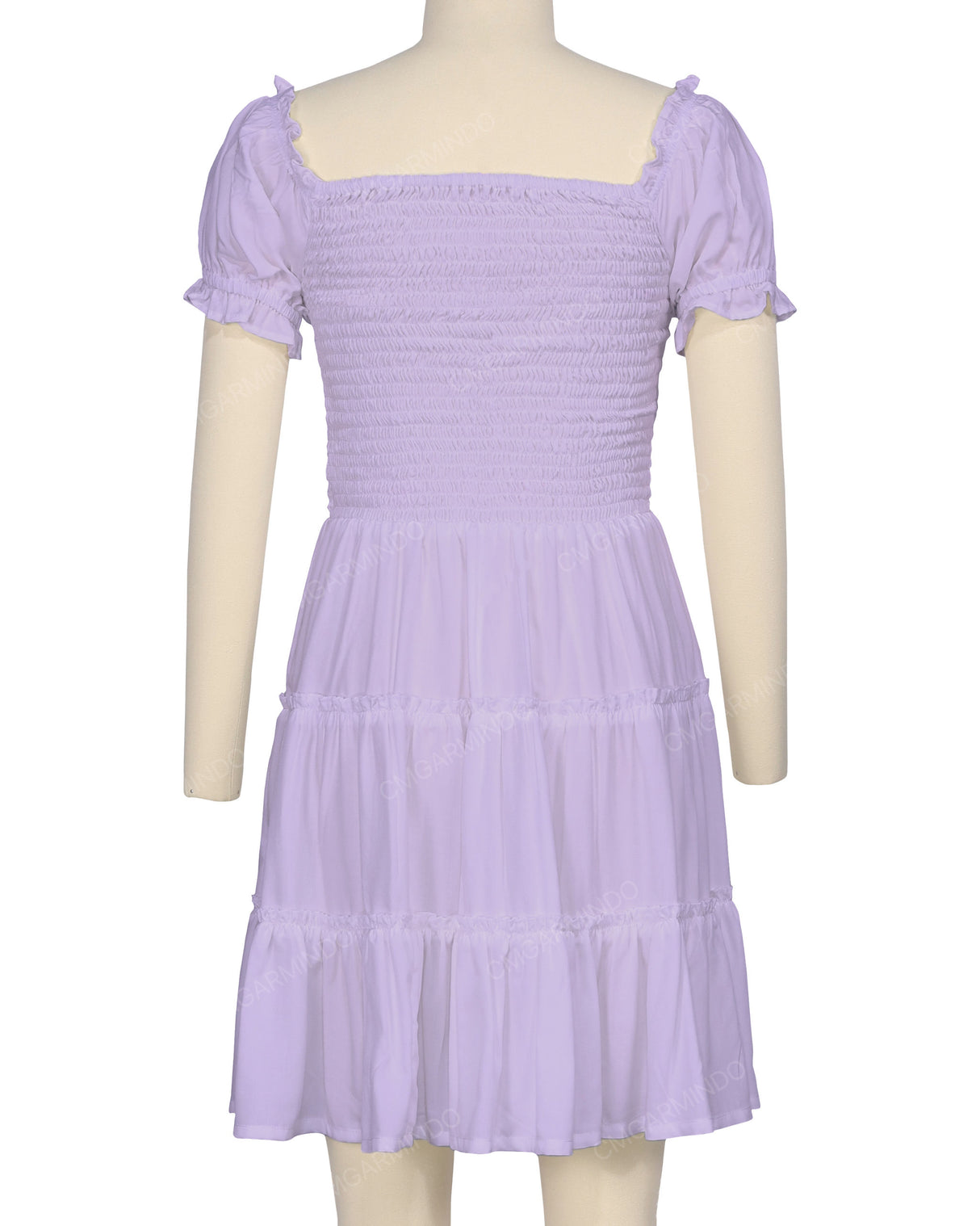 Puff Sleeve Shirred Dress