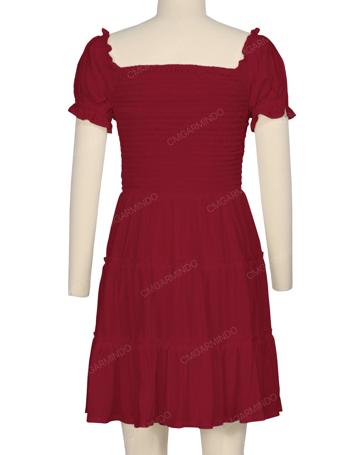 Puff Sleeve Shirred Dress
