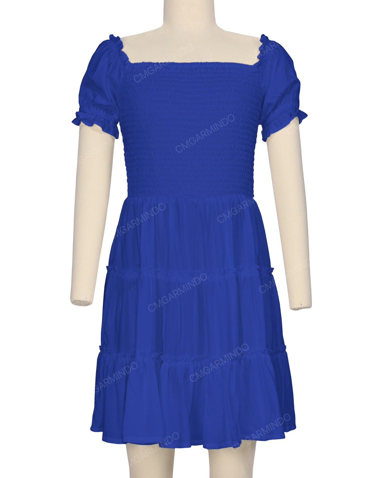 Puff Sleeve Shirred Dress