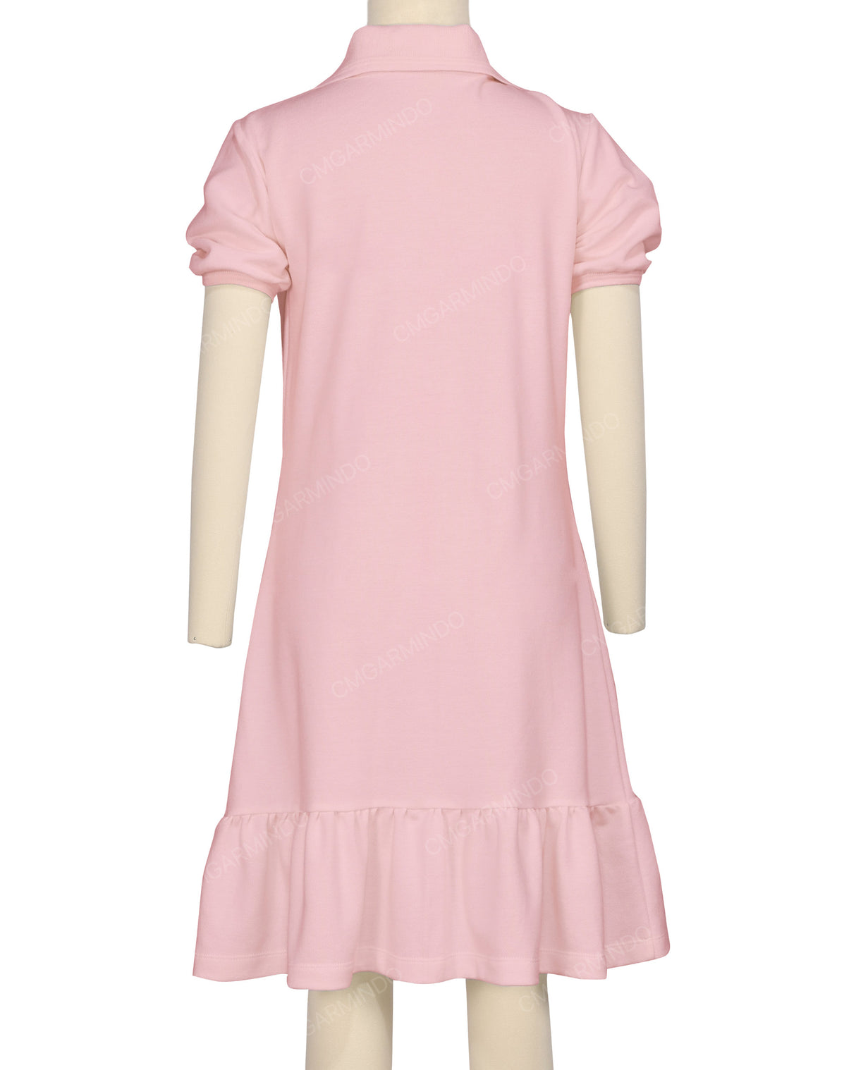 Puff Sleeve Ruffle Hem Polo Dress