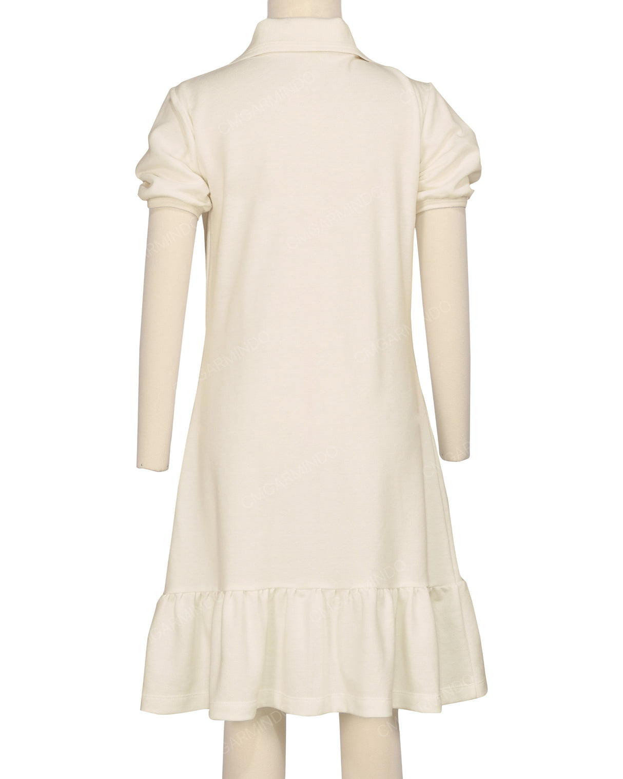 Puff Sleeve Ruffle Hem Polo Dress