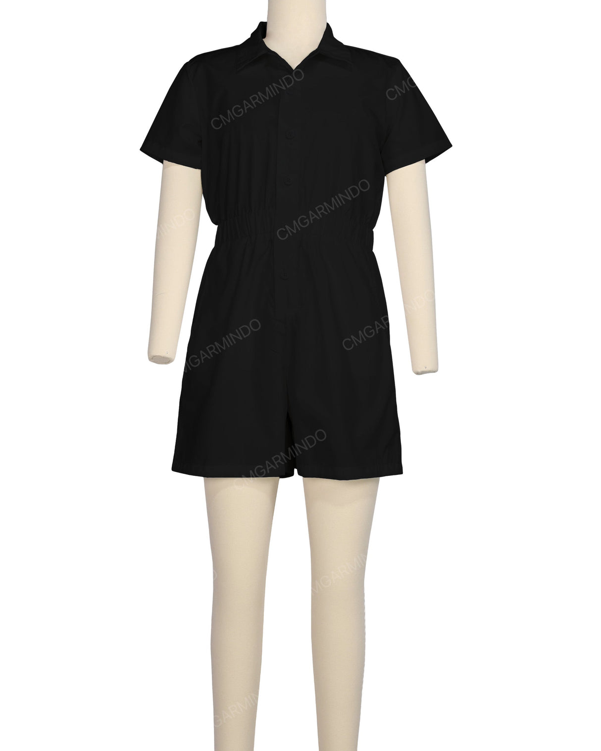 Short Sleeve Elastic Waist Jumpsuit