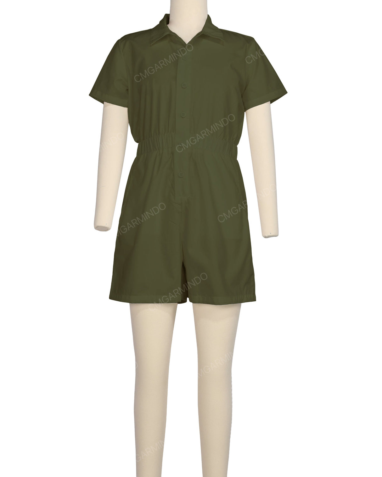 Short Sleeve Elastic Waist Jumpsuit