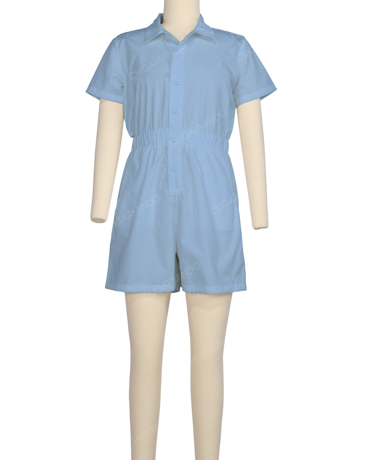 Short Sleeve Elastic Waist Jumpsuit