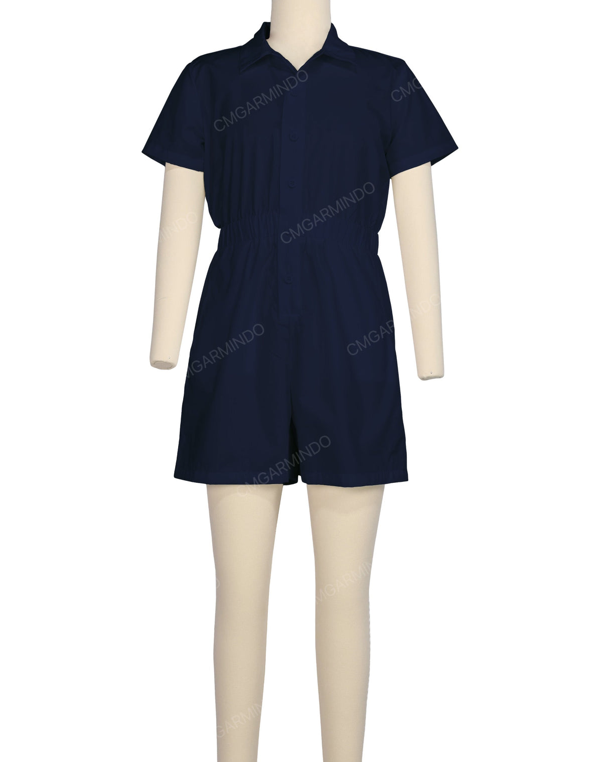 Short Sleeve Elastic Waist Jumpsuit
