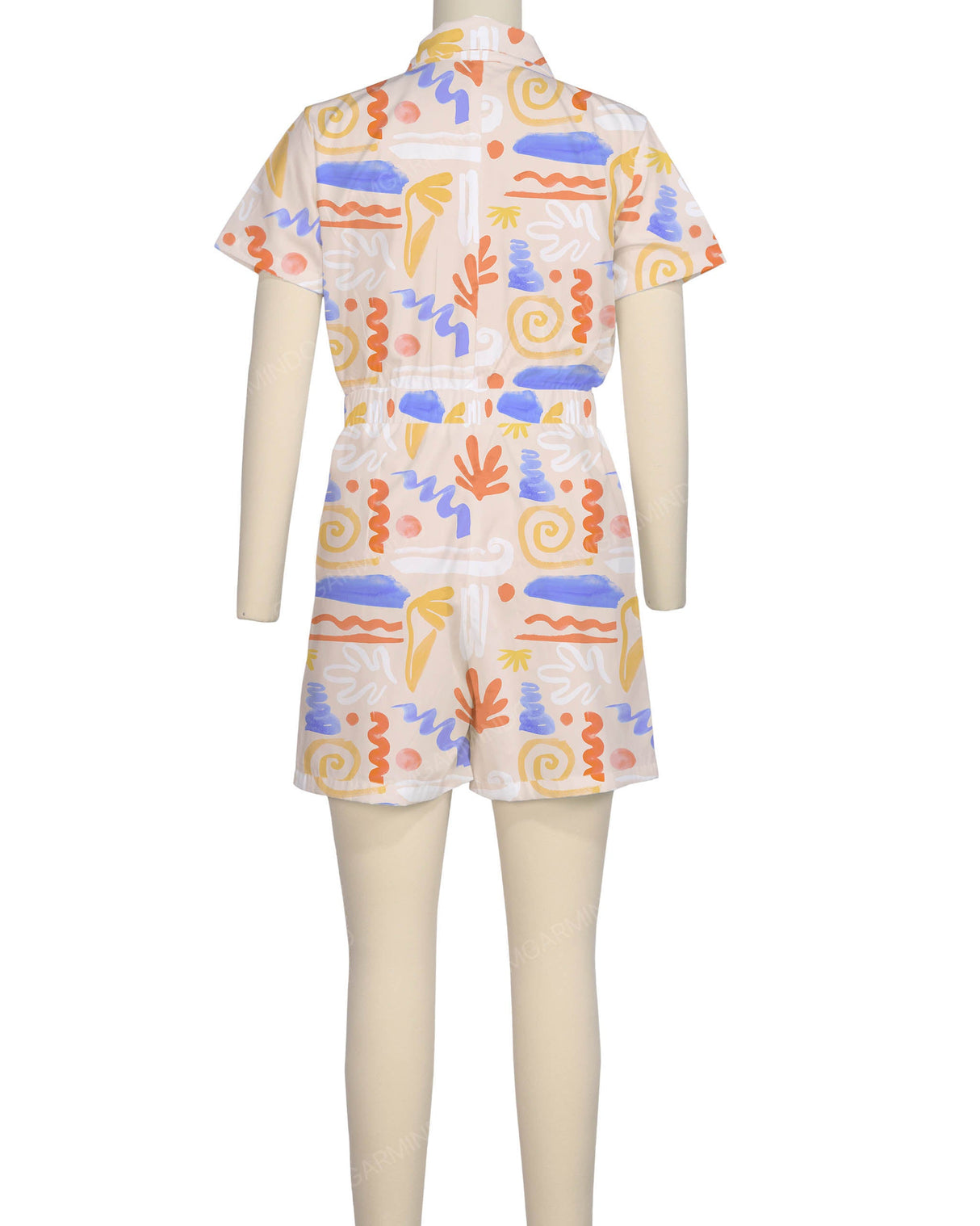 Short Sleeve Elastic Waist Jumpsuit