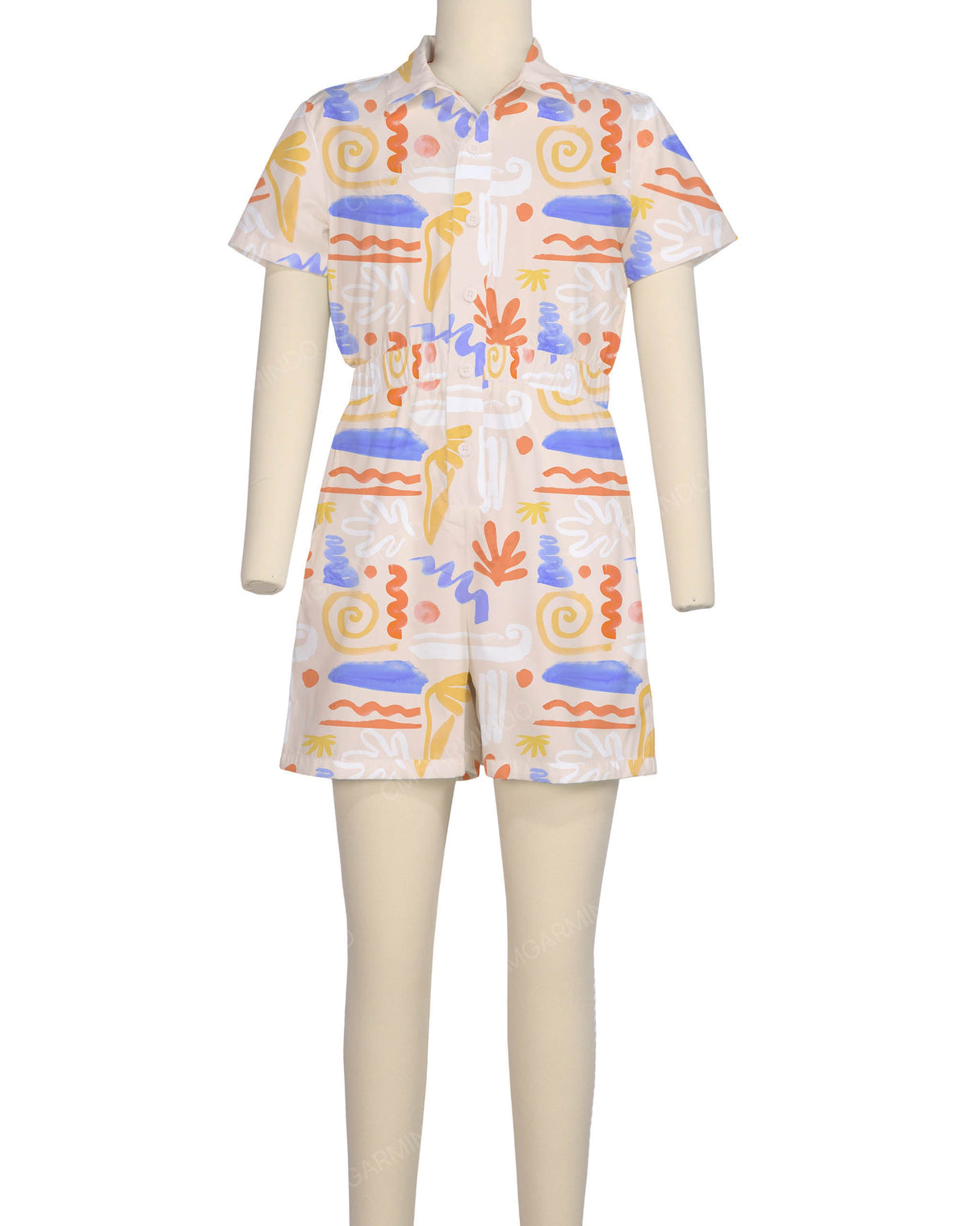 Short Sleeve Elastic Waist Jumpsuit