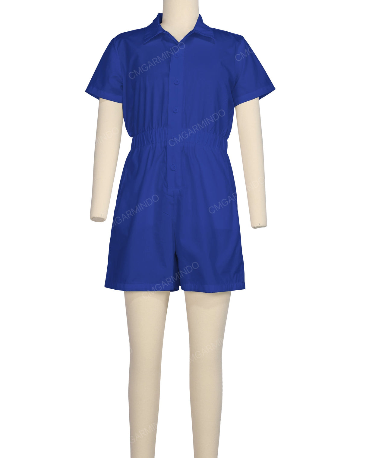 Short Sleeve Elastic Waist Jumpsuit