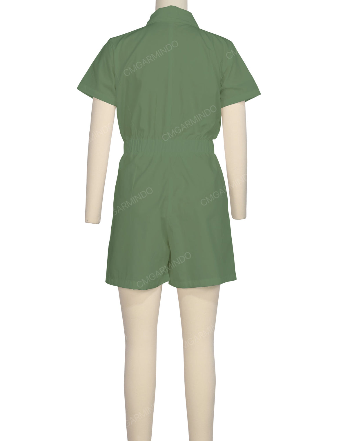 Short Sleeve Elastic Waist Jumpsuit