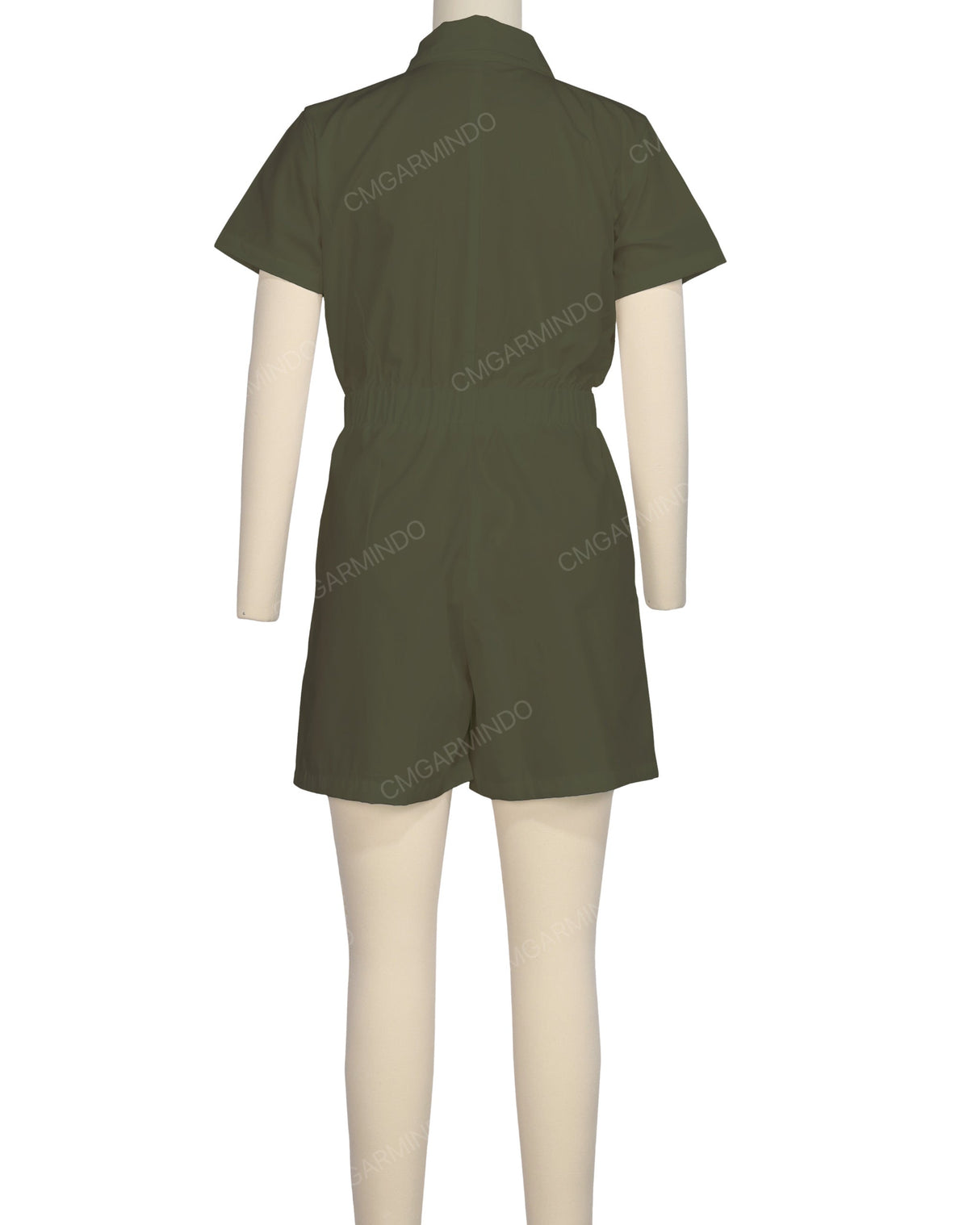 Short Sleeve Elastic Waist Jumpsuit