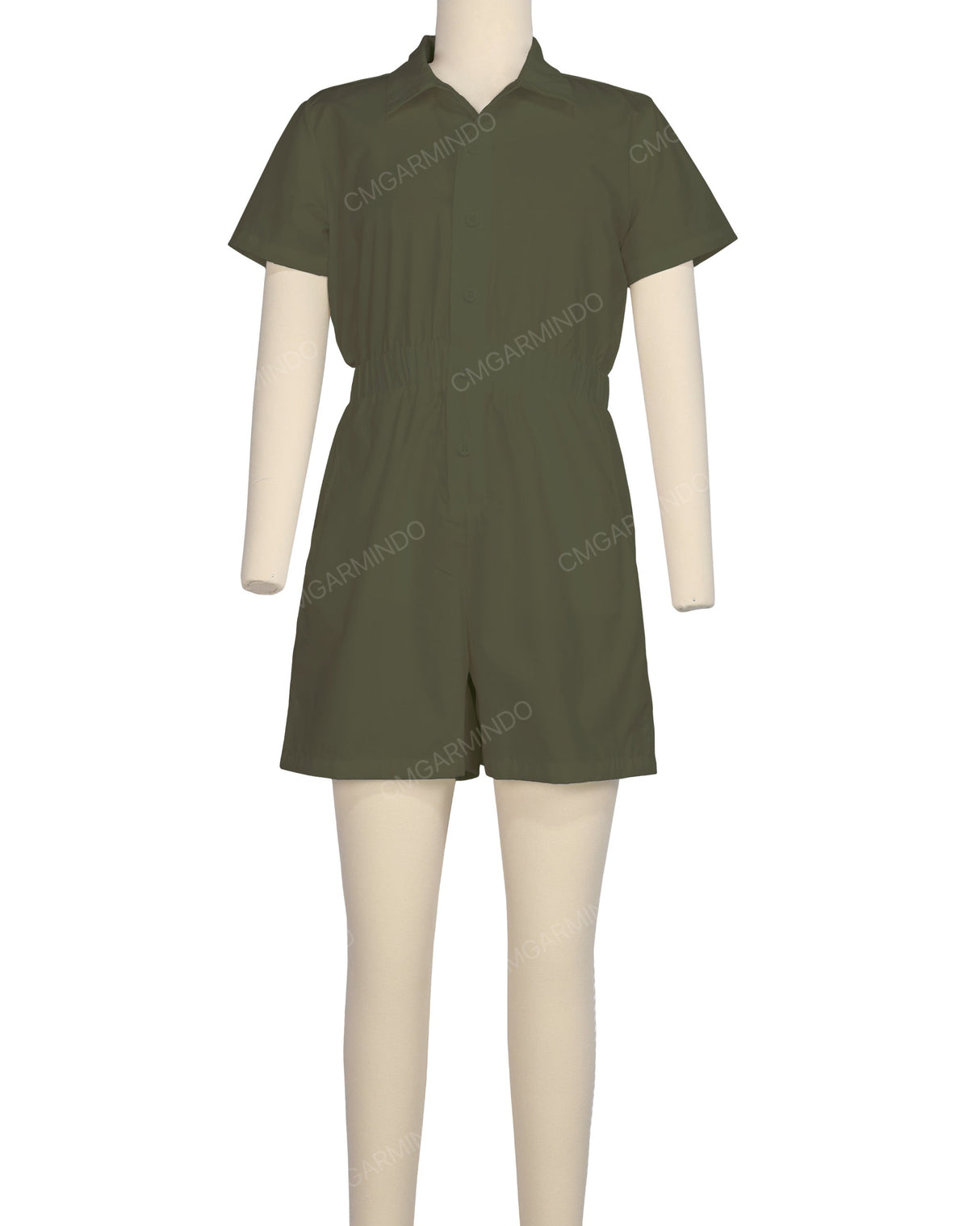 Short Sleeve Elastic Waist Jumpsuit
